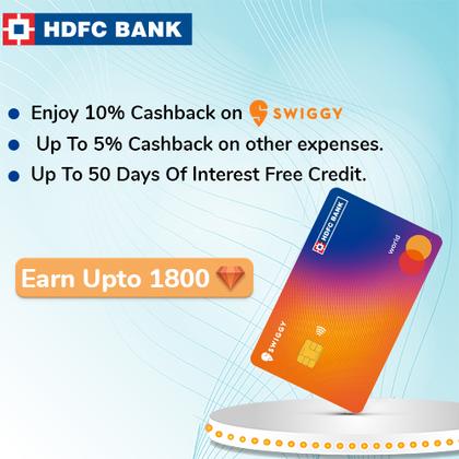 HDFC Swiggy Credit Card - Earn Up to 2000 Hyyzo Diamonds on Credit Card Disbursal