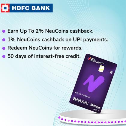 HDFC Bank Tata Neu Infinity Credit card - Earn Up to 2500 Hyyzo Diamonds on Credit Card Disbursal