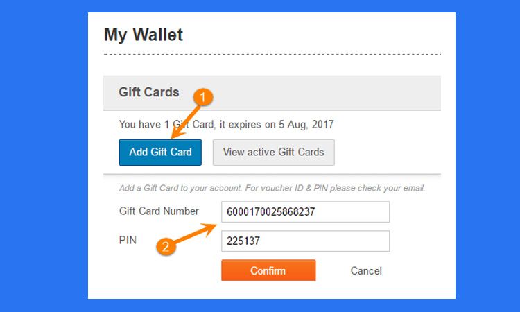 Add gift card to wallet