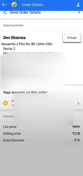 Change flipkart order address