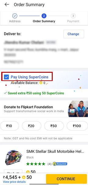 Pay Using Flipkart Super Coins
