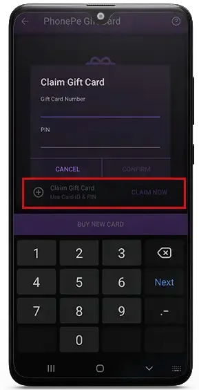 Click on ‘Confirm’. The Gift Card balance will be added to your PhonePe account